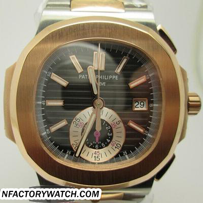 百達翡麗PATEK PHILIPPE Nautilus系列 5980 間金錶帶 黑色錶盤