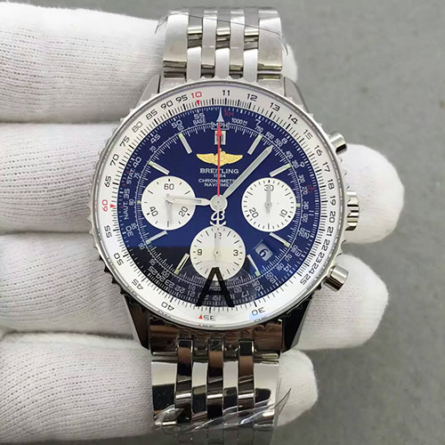 百年靈 Breitling 航空計時系列白殼藍面 搭載7750機芯 藍寶石玻璃 JF出品