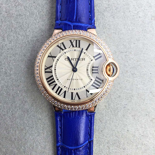 卡地亞 Cartier 玫金帶鉆圈中號 316精鋼錶殼 36mm JF出品