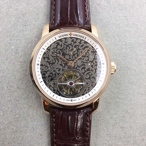 江詩丹頓 Vacheron Constantin 藝術大師系列 動能顯示鏤空手動上鏈陀飛輪 美洲雙面鱷魚皮