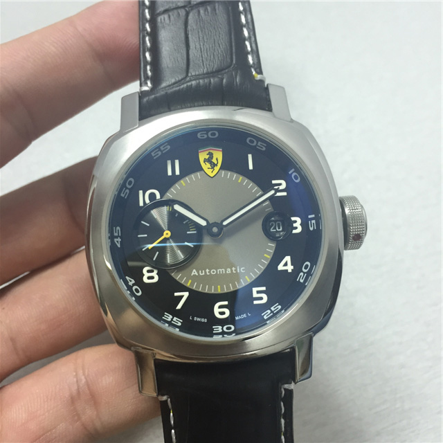 法拉利 316精鋼 進口牛皮錶帶 海鷗機械機芯 44mm 法拉利手表推薦