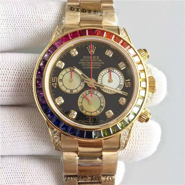 勞力士Rolex DAYTONA迪通那 彩虹圈鑽 7750機芯 