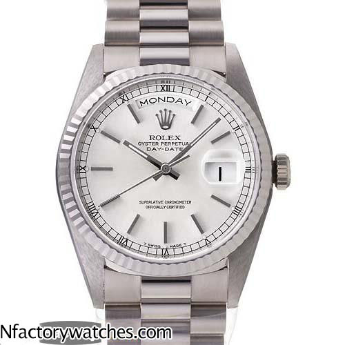 勞力士 Rolex 星期日曆型 DAY-DATE 18239 藍寶石水晶玻璃 白色錶帶錶盤 316F不鏽鋼