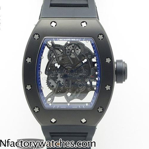 理查德·米勒Richard Mille RM 055 黑藍款 日本MIYOTA 6T51自動上鏈機芯 藍寶石水晶玻璃 21鑽