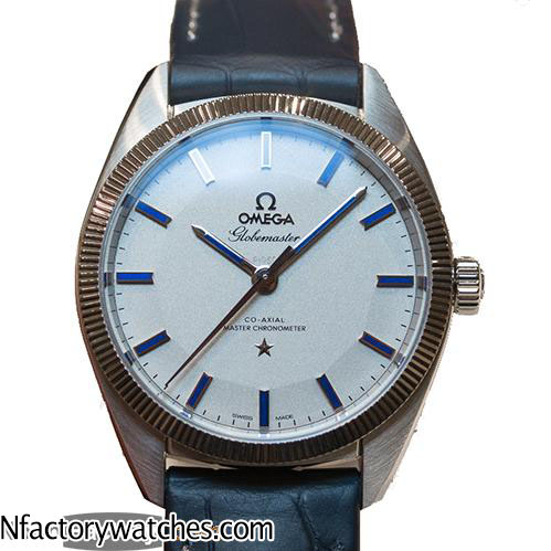 歐米茄Omega Globemaster 尊霸系列 白盤藍針 316L不鏽鋼 藍寶石水晶玻璃 藍色牛皮錶帶