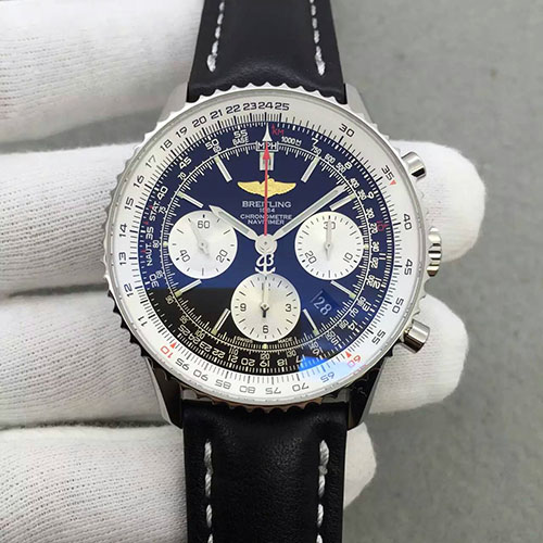 百年靈 Breitling 航空計時系列白殼黑面 搭載7750機芯