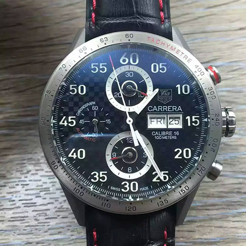 泰格豪雅 Tag Heuer V6TM商標 Calibre 1887自動計時碼錶系列CAR2013.BA0799腕錶 搭載定制版Calibre 1887自動計時機芯/ASIA7750機芯改版 AISI316L精鋼錶殼