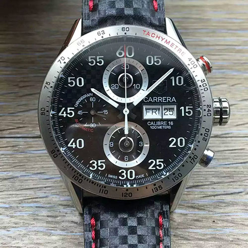 泰格豪雅 Tag Heuer V6TM商標 Calibre 1887自動計時碼錶系列CAR2013.BA0799腕錶 搭載定制版Calibre 1887自動計時機芯/ASIA7750機芯改版 藍寶石玻璃