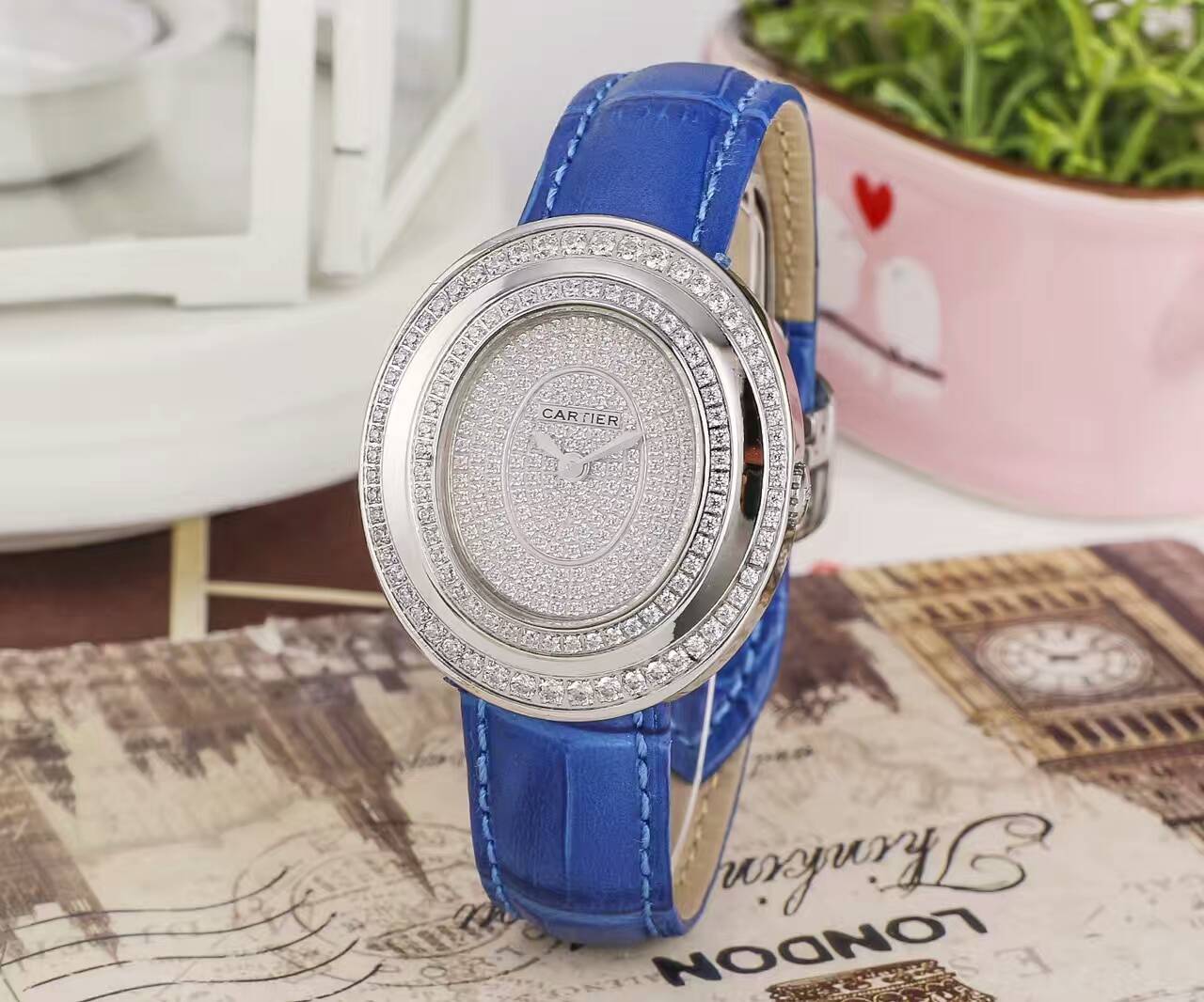 卡地亚 女士精品腕錶 瑞士進口原裝石英機芯 藍寶石玻璃 316精鋼