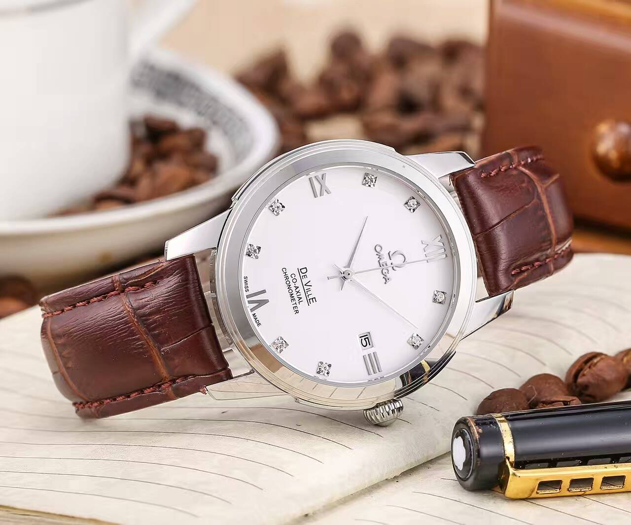 歐米茄 礦物質超強鏡面 頂級機械機芯 真牛皮錶帶 直徑40mm 厚12mm 精品男士腕錶