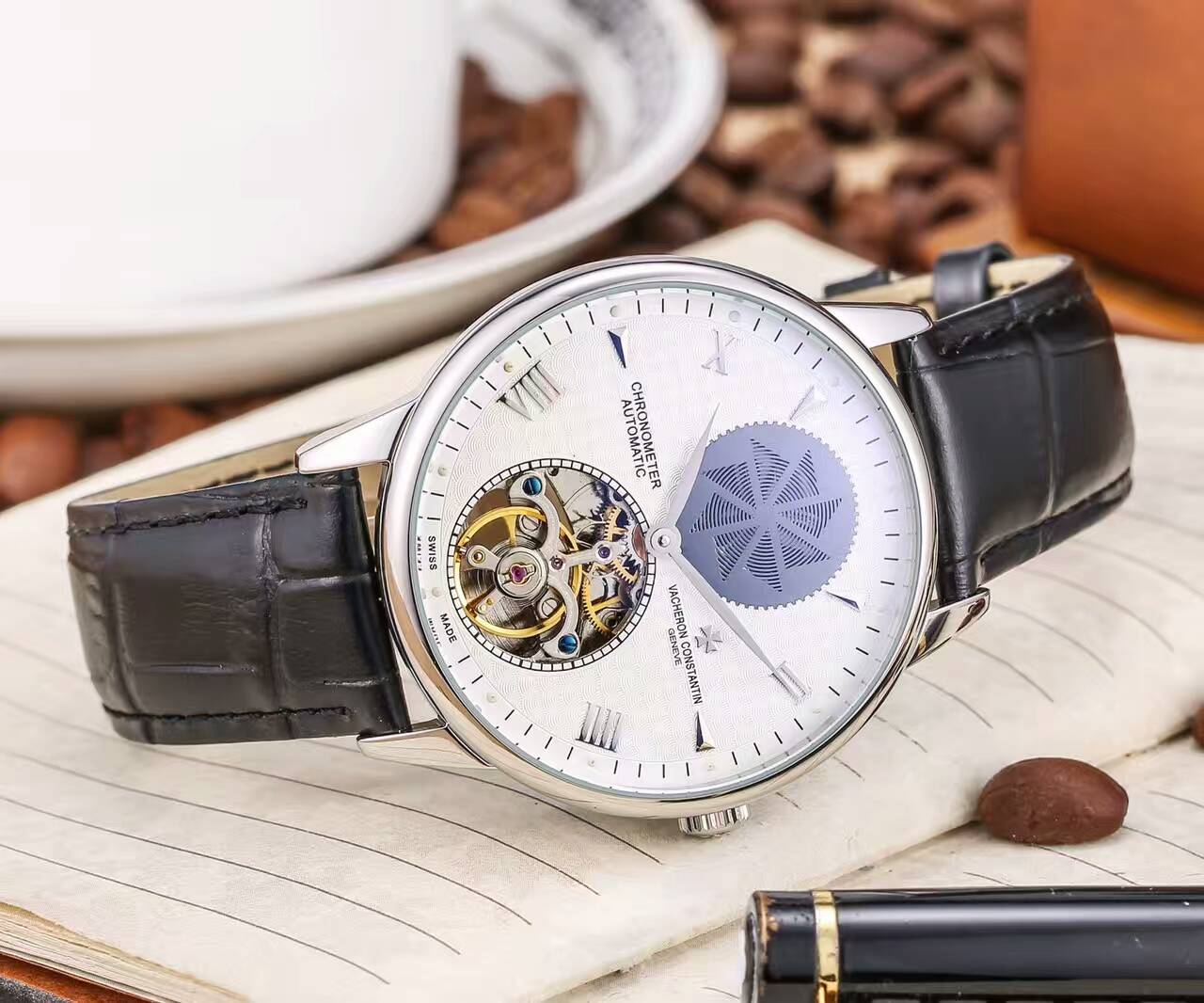 江詩丹頓 礦物質超強鏡面 頂級機械機芯 真牛皮錶帶 礦物質超強鏡面 精品男士腕錶