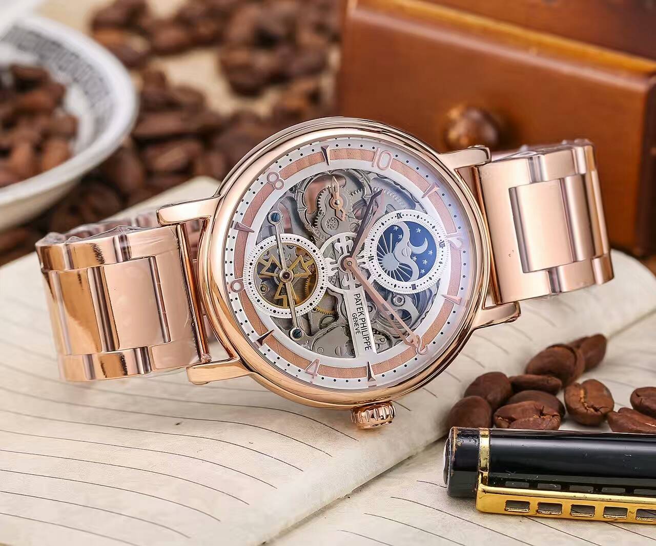 百達翡麗 礦物質超強鏡面 頂級機械機芯 精鋼錶帶 直徑44mm 厚13mm 精品男士腕錶 