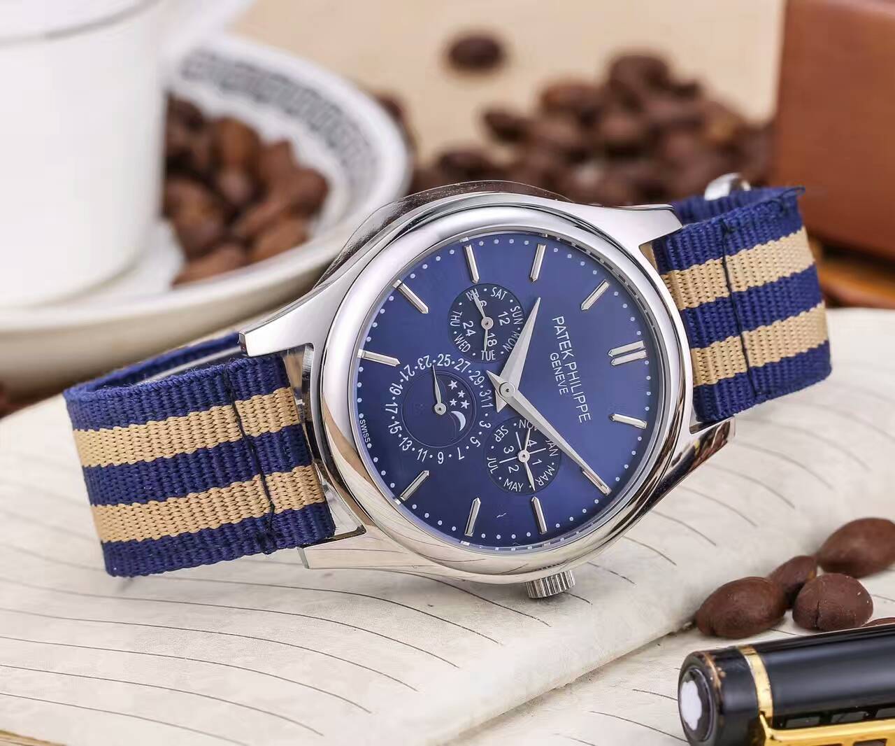 百達翡麗 礦物質超強鏡面 進口帆布錶帶 直徑42mm 厚13mm 頂級機械機芯 精品男士腕錶 