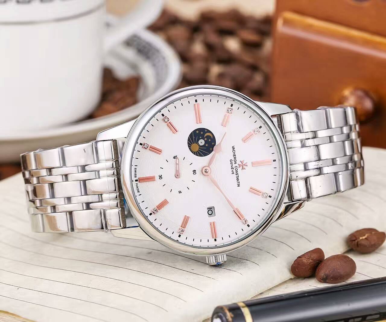 江詩丹頓 頂級機械機芯 礦物質超強鏡面 真牛皮錶帶 精湛品質 精品男士腕錶