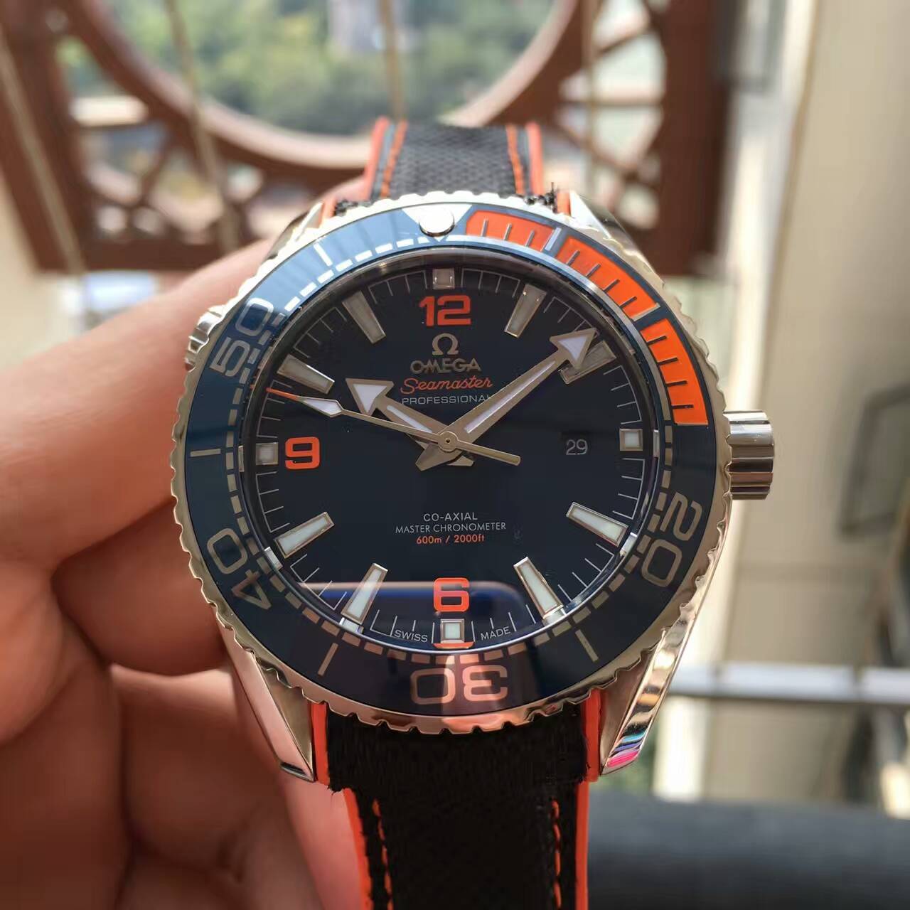 歐米茄 海馬系列 藍色錶盤 橡膠錶帶 316精鋼 直徑43.5mm 生活防水 