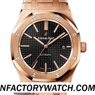 愛彼AP Royal Oak 皇家橡樹系列 15400OR.OO.1220OR.01 玫瑰金 藍寶石鏡面 316L鋼 拉絲錶框 電鍍玫瑰金