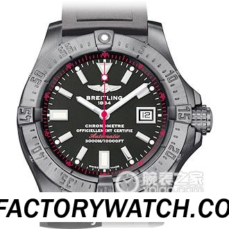 百年靈Breitling Avenger II 複仇者二代 Seawolf 深潛海狼 亞洲ETA2824自動機芯 316L不鏽鋼 黑鋼紅針限量版