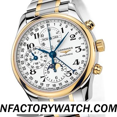 浪琴Longines Master Collection 名匠系列 L2.773.5.78.7 月相 藍寶石機玻璃錶鏡 折疊扣錶扣 白色錶盤